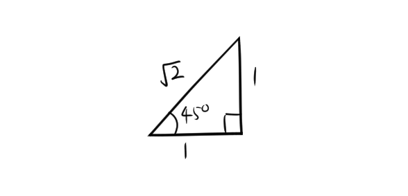 45度の三角比を表す図